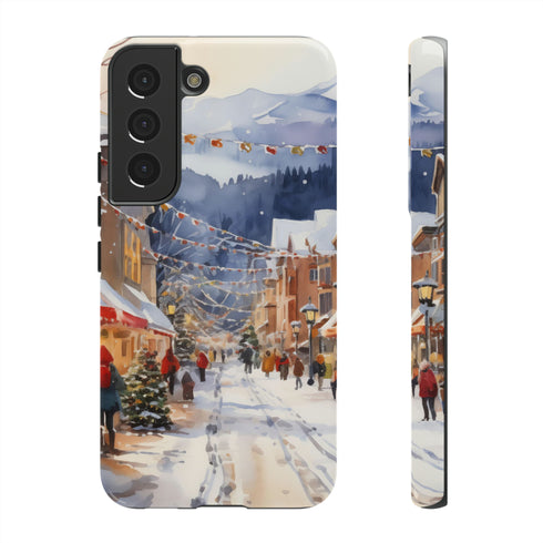 Bustling Victorian Christmas Market - Impact Resistant Phone Case Samsung Galaxy S22 Glossy